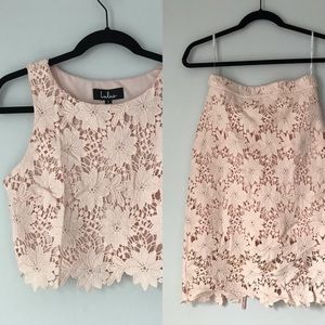 Lulus Pink Lace Two-Piece Dress